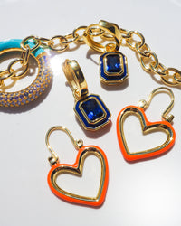 Mini Heartbreaker Hoops- Neon Orange- Gold View 6