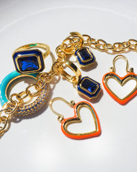 Mini Heartbreaker Hoops- Neon Orange- Gold View 5