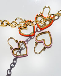Mini Heartbreaker Hoops- Neon Orange- Gold View 7