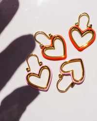 Mini Heartbreaker Hoops- Neon Orange- Gold View 4