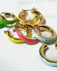 Stripe Baby Amalfi Hoops- Hot Pink- Gold View 4