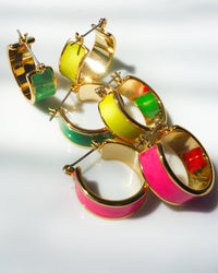 Positano Hoops- Hot Pink- Gold View 3