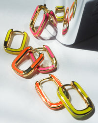 Chain Link Huggies- Neon Yellow- Silver View 3
