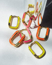 Chain Link Huggies- Neon Orange- Gold View 3