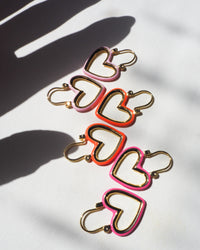 Mini Heartbreaker Hoops- Hot Pink- Silver View 2