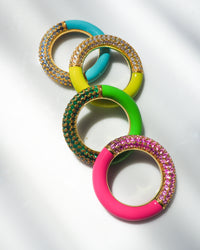 Pave Amalfi Ring- Bright Green- Gold View 4