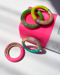 Pave Amalfi Ring- Bright Green- Gold View 3