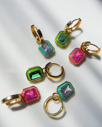 Bezel Huggies- Hot Pink- Gold View 3