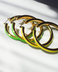 Stripe Amalfi Hoops- Bright Green- Gold View 4