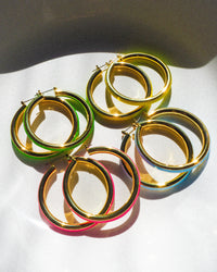 Stripe Amalfi Hoops- Neon Yellow- Gold View 7