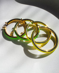 Stripe Amalfi Hoops- Bright Green- Gold View 6