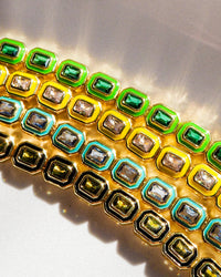Bezel Emerald Ballier Tennis Bracelet-Neon Yellow- Gold View 4