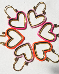 Mini Heartbreaker Hoops- Neon Orange- Gold View 2