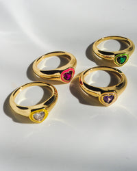 Heart Signet Ring- Neon Yellow- Gold view 2