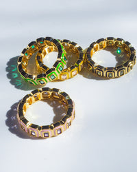 Bezel Ballier Ring- Bright Green- Gold View 4