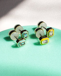 Bezel Studs- Turquoise- Silver View 2