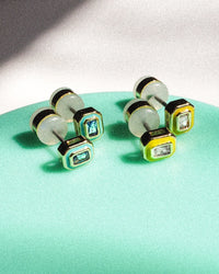 Bezel Studs- Neon Yellow- Gold View 3