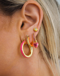 Stripe Baby Amalfi Hoops- Hot Pink- Gold View 5