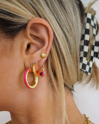 Stripe Baby Amalfi Hoops- Hot Pink- Gold view 2