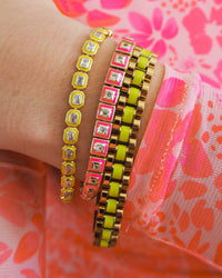 Timepiece Bracelet- Neon Yellow- Gold View 2