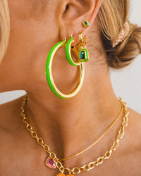 Bezel Studs- Bright Green- Gold View 2