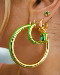 Stripe Amalfi Hoops- Bright Green- Gold View 3