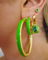 Bezel Studs- Bright Green- Gold View 3