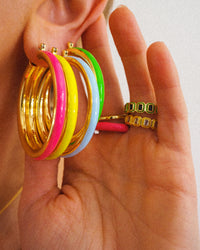 Stripe Amalfi Hoops- Neon Yellow- Gold View 6