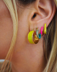 Chain Link Huggies- Neon Yellow- Silver View 2