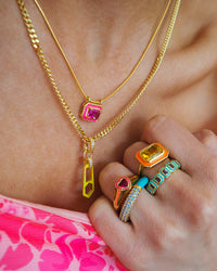 Mini Zipper Pendant Necklace- Neon Yellow- Gold View 7