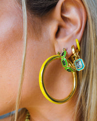 Bezel Huggies- Turquoise- Gold View 3