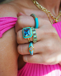 Bezel Statement Ring- Turquoise- Gold view 2