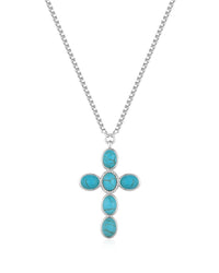 Turquoise Cross Necklace- Gold