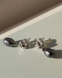 The Hammered Heart Pearl Studs view 2
