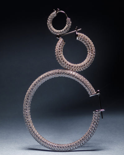 Pave Baby Amalfi Hoops - Silver main image 1