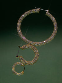 Pave Baby Amalfi Hoops- Gold (Ships Mid November) View 4