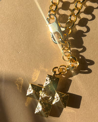Molten Cross Pendant Necklace- Gold View 5