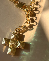 Molten Cross Pendant Necklace- Gold View 2