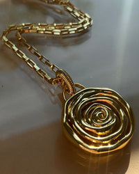Rosette Coil Pendant Necklace- Gold view 2
