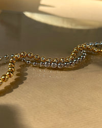 Pave Ball Chain Necklace- Gold View 5