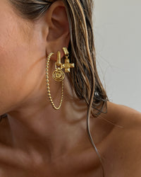 Rosette Coil Charm Hoops- Gold View 5