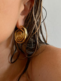 Rosette Coil Earrings- Gold view 2