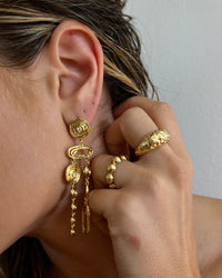 Molten Disc Statement Earrings- Gold view 2