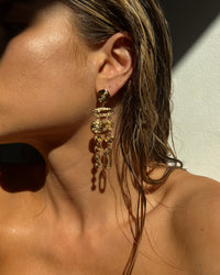 Molten Disc Statement Earrings- Gold View 4