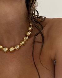 Oversized Ball Chain Necklace- Gold View 2