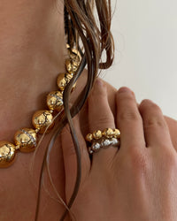 Oversized Ball Chain Ring- Gold view 2