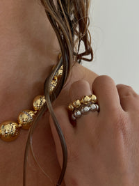 Oversized Ball Chain Ring- Silver View 5