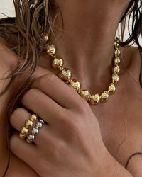Oversized Ball Chain Ring- Silver View 4