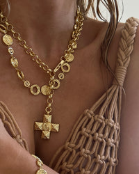 Rosette Coil Link Necklace- Gold View 2