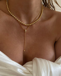 Pave Ball Chain Necklace- Gold view 2